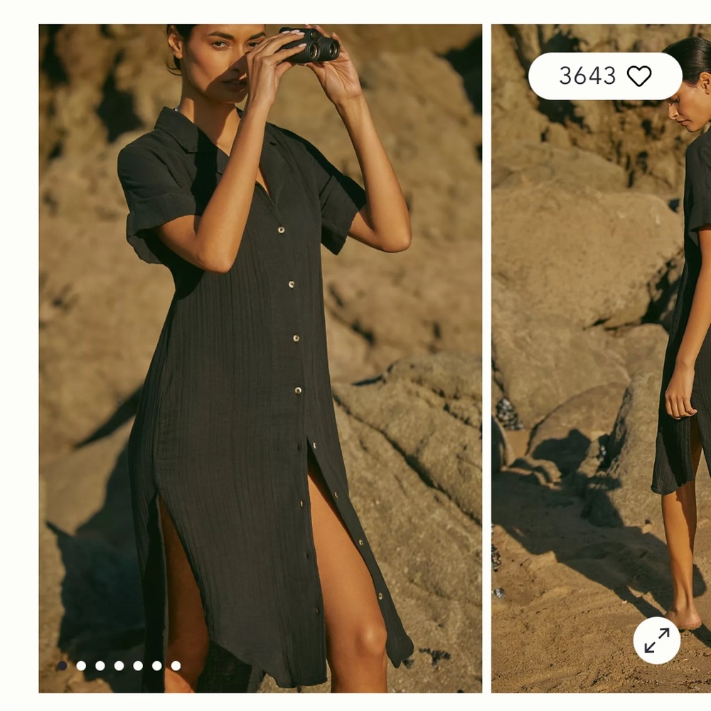 Anthropologie Black Buttoned Midi Dress with Notched Collar